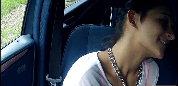  Slim teen babe hitchhikes and gets pounded in the car